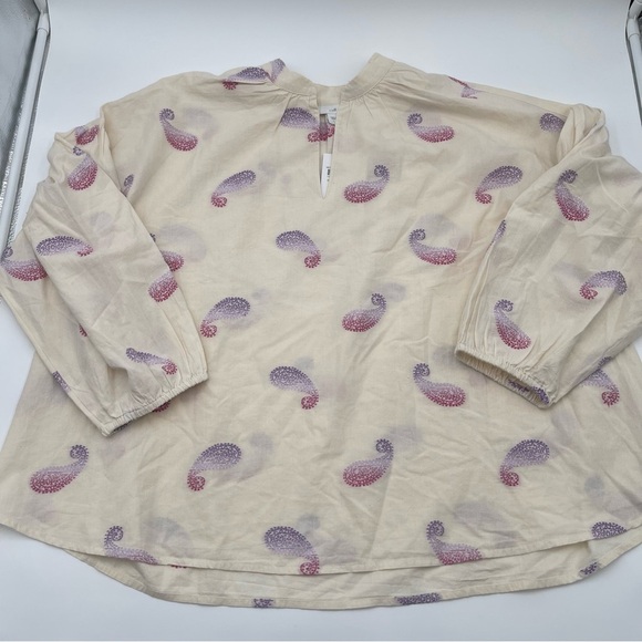 J. Jill Large Oversized Split Neck Cotton Blouse Top Puff Sleeves Lightweight - Picture 6 of 16